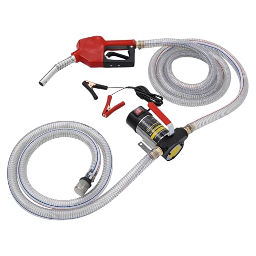 MEELRYD Dieselpumpe, 12V 45L/min Heizölpumpe, Kraftstoffförderpumpe 10m Förderhöhe 5m Saughöhe, Selbstansaugend Automatik-Zapfpistole für den Transfer von Diesel