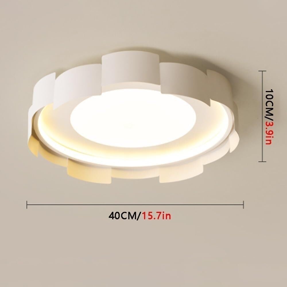 Nordic Modern Simple Cream Style Ceiling Lamp, LED 3-Color Dimming Flush Mount Iron Art Ceiling Light, White Acrylic Shade Ceiling Fixture Light,for Bedroom, Kitchen, Hallway, Entryway(40CM)