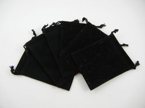 6 Black Velour (Velvet) Drawstring Pouches Measuring 3 By 4”