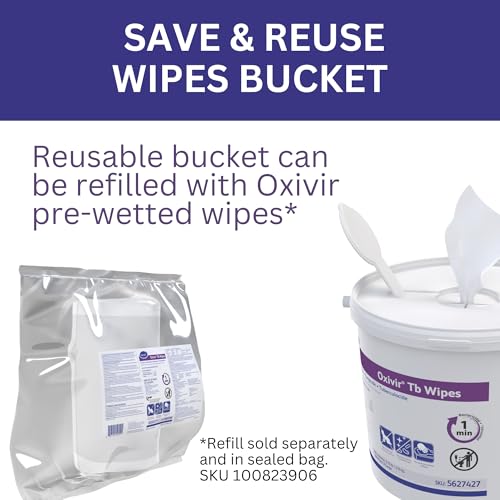 Image of Oxivir Diversey 100823906 Tb Disinfectant XL Wipes, Accelerated Hydrogen Peroxide Based Cleaner Disinfectant, Ready-to-Use, Unscented, 160-Wipes, 1 Refill Bag (Pack of 4)