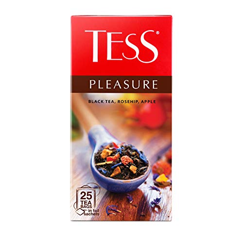 Tess Pleasure Black Tea Lemon Sorghum Apple Pieces Cornflower Petals Rose Hips 25 Pcs