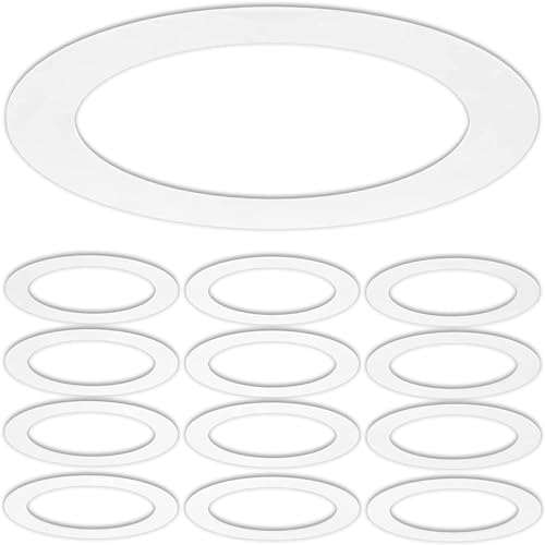 LightingLabs 10 Inch Gloss White Goof Ring Cover for Recessed Lighting Trim - 12-Pack, Includes Easy Mounting Tape, Fix Ceiling Holes for Clean Lighting Installations