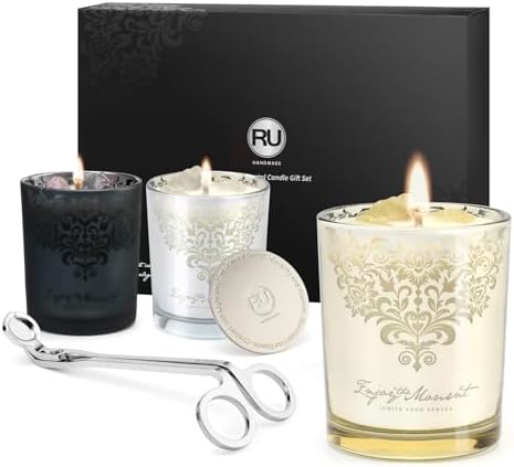 Luxury Scented Candle Gift Set – 3 Crystal Soy & Beeswax Aromathe...