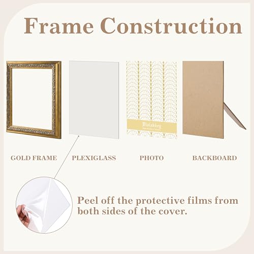 Image of VIOLABBEY 10x10 Frame Gold, Vintage Square Photo Frame Ornate without Mat | Antique Photo Frame, Wall Hanging or Tabletop Display, HD Plexiglass, Wall Decor