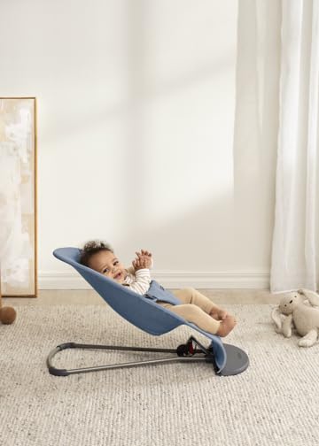 Image of BabyBjorn Bouncer Bliss, Woven melange, Blue | 2-in-1 Adjustable Baby Bouncer Seat and Toddler Chair, Newborn to Toddler (8-29 lbs), 4 Positions, Lightweight & Portable
