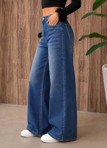 Image of ADBUCKS Baggy Jeans for Women || Women,s Loose Jean Pants || Oversized Jean's for Women's || Wide Leg Jean,s for Woman || Casual Jins for Woman's