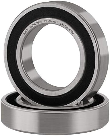 XiKe 2 Pcs 6009-2RS Double Rubber Seal Bearings 45x75x16mm, Pre-Lubricated and Stable Performance and Cost Effective, Deep Groove Ball Bearings.