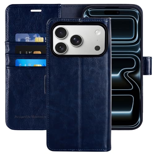 MONASAY Wallet Case for iPhone 18 Pro/17 Pro 3 Card Slot-Blue