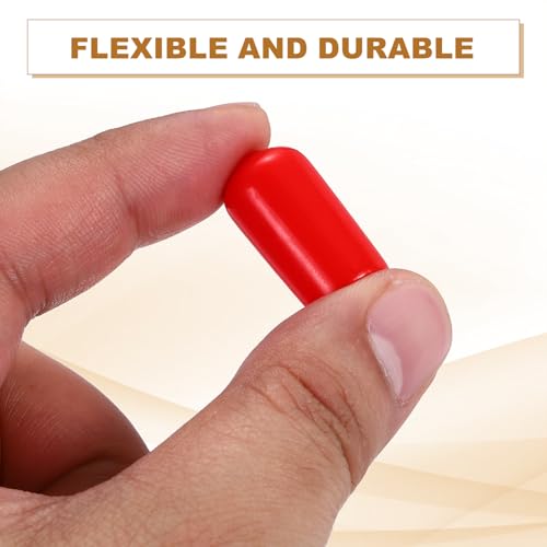 Image of uxcell 88Pcs Rubber End Caps, 10mm(11 /32 inch) ID 22mm(7 /8 inch) Height Round Screw Thread Protectors Flexible Screw Bolt Covers Caps for Metal Tube Rod Bolt, Red