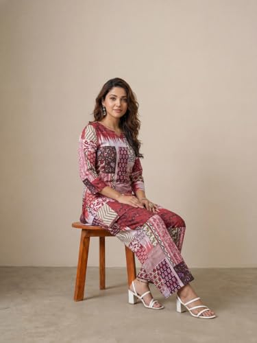 Image of Leriya Fashion Kurta Sets for Woman | Co ord Set for Women Stylish | Kurti Set for Woman | Short Kurti for Women | Kurtis | Ethnic Jaipuri Straight Kurta Set with Palazzo Pants | Salwar Suit for Party Outfits