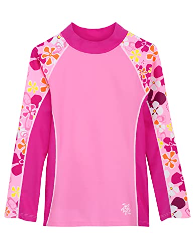 Tuga Girls Long Sleeve Rash Guards 1-14 Years, UPF 50+ Sun Protection Swim Shirt