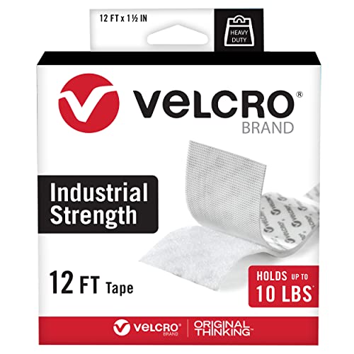 VELCRO Brand Heavy Duty Tape | 12 Foot Roll | Strong Sticky Back Adhesive Holds up to 10 lbs | Industrial Strength Fasteners for Indoor or Outdoor Use | 1-1/2in Width, White (VEL-30837-USA) by VELCRO Brand - Used condition - US$16.22