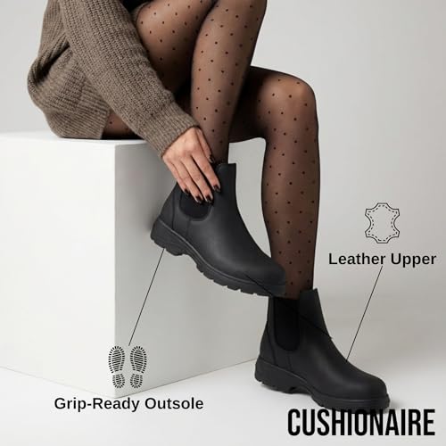 Image of CUSHIONAIRE Women's Britain Chelsea Boots, Soft Vegan Leather, Non-Slip Sole, Memory Foam, Back Pull Tab, Ankle Boots for Women, Wide Widths