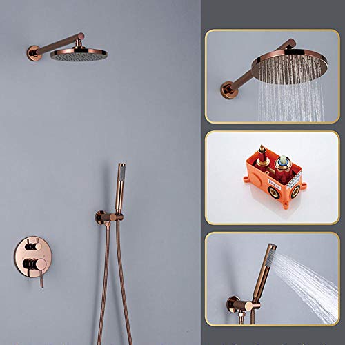 Kit de douche dissimulé or rose 8 pouces avec mitigeur encastré LWX - 4