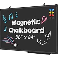 Lockways Magnetic Chalkboard 36 x 24 Inches, Aluminum Frame Large Blackboard, Hanging Chalk Board Wall Decor for Restaurant Menu, School, Office and Home