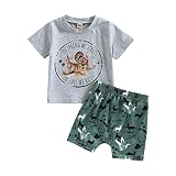 Toddler Baby Boy Summer Clothes Animal Print Short Sleeve T-Shirt Top Shorts Set Hunting/Fishing Out