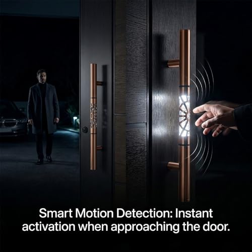 Image of Luxury LED Main Door Handle with Sensor Touch | 18.5 Inch Pull Push Handle for Home, Office, Hotel & Villa | PVD Rose Gold Finish Stainless Steel Door Handle | 300mm Hole to Hole - Pack of 1