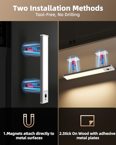 EZVALO Under Cabinet Lights, LED Closet Lights, Wireless USB Charging, Motion Sensor Lighting, Indoor 3500 K, Dimmable with Remote Control (Warm), Pack of 5