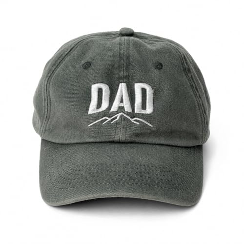 Image of Dad Hat for Men, Washed Cotton Baseball Cap with Brown Leather Patch, Adjustable