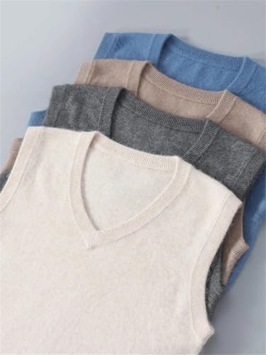 Men's V-Neck Cashmere Sweater Vest Sleeveless Pullovers Knitwear Waistcoat Casual Solid Tops2