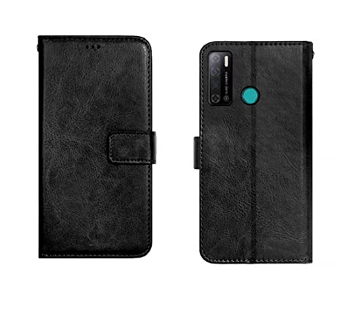 Generic Vintage Leather Flip Cover for Tecno Spark LC7 - Black - Image 3