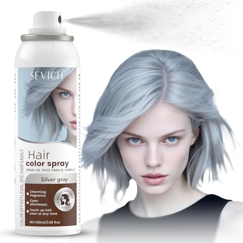 SEVICH Temporary Hair Color Spray Silver Gray,Instant Hair Color Application, Hair Dye for Men & Women, Natural Looking,Quick Drying, Non-Sticky, Long-Lasting No Fading, 100mL