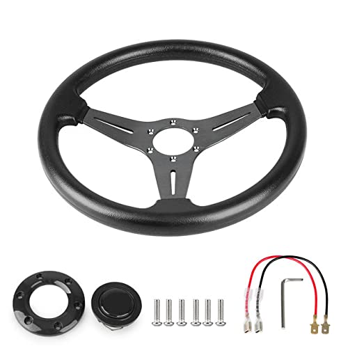 Yehicy 5125D 13.8 Inch Auto Racing Steering Wheel Flat Drifting 6 Bolts Car Sport Steering Wheel Pu Leather And Aluminum Spokes thumb #1