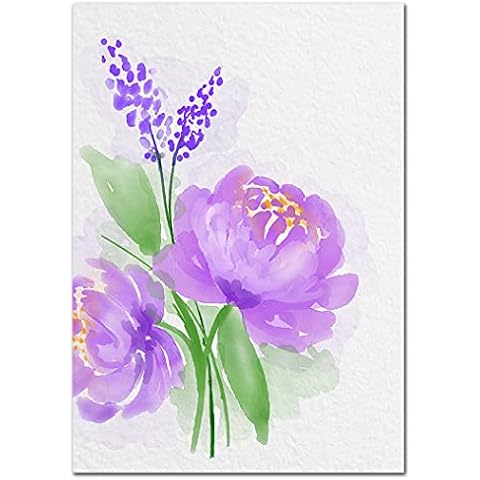 Extra Large Blank Group Greeting Card - XL Big Thick A4 Size - Any All Occasions Huge Event - Modern Watercolour Flower - No Text on Front or Insert - Lots Space for Messages - UK Eco-Friendly Cover