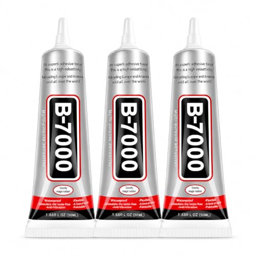Image of B-7000 Multi-Purpose Adhesive Glue (50ML / 1.68 fl. oz) - Clear Liquid Glue Ideal for Crystal Crafts, Jewelry, Beads, Clothing, Shoes, Fabrics, Screen Repair, Metal, Stone & Glass (Set of 3)