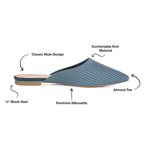 Image of Journee Flat Knit Mules for Women - Closed Pointed Toe Slip-On Shoe - Comfortable Aniee Slide