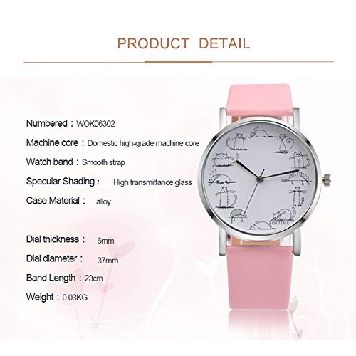 Loijon Animal Dial Palte Projeto Bonito Do Gato Relógio de Pulso Elegante Movimento de Quartzo Pin A