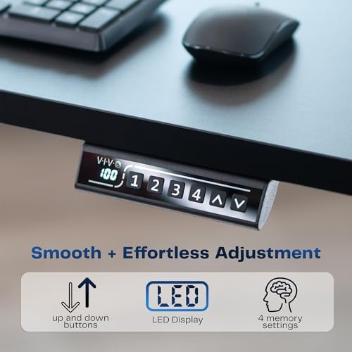 VIVO Electric 63 x 32 in Standing Desk, Memory Height Adjustment, 1B Series, Holds 220 lbs, Dark Walnut Top Black Frame, DESK-KIT-1B1D - 5