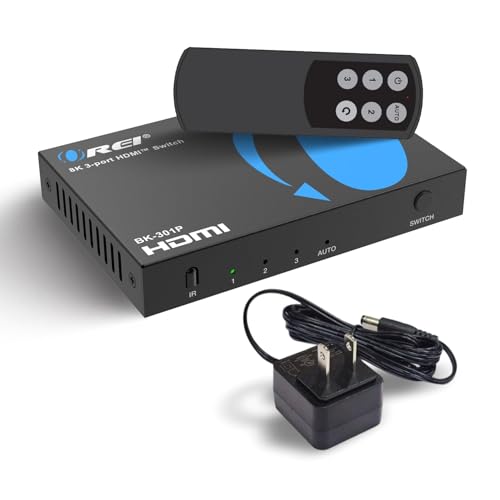 OREI HDMI Switch with Remote – 4K@120Hz 4:4:4 or 8K@60 4:2:0 HDMI Switcher – HDR10+, Dolby Vision, VRR, ALLM, CEC – HDMI Switch Perfect for PS5/Xbox, Blu-ray Players, Fire TV
