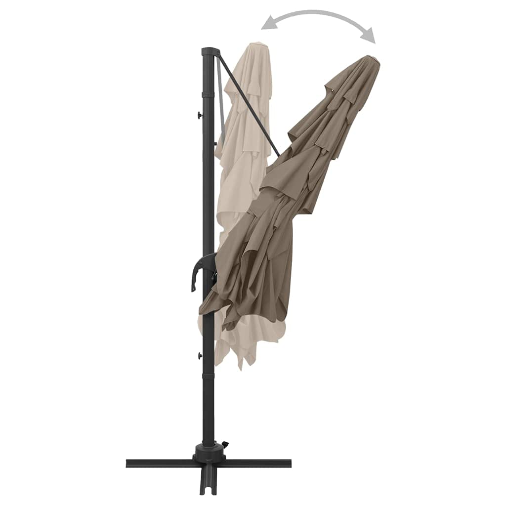 4-warstwowy parasol przeciwsłoneczny z aluminiowym masztem i korbą, 250 x 250 cm, duży parasol ogrodowy w kolorze taupe, 4-warstwowa, na taras, stabilna konstrukcja i praktyczny