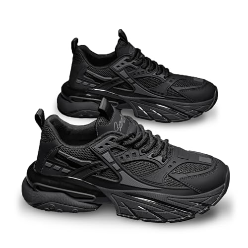 YCMM Casual Mesh Walking Shoes for Men Chunky Platform Sneakers Breathable Lace-Up Dad Style Footwear for Work Workout Everyday Use2