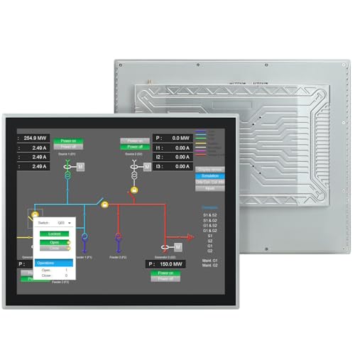 Image of 19-Inch Industrial Touch Screen Monitor, Ratio 4:3 Embedded PCAP Touchscreen Monitors | 10-Point Touch | No Drive, Plug and Play | IP65 Front | HD-MI VGA USB Port