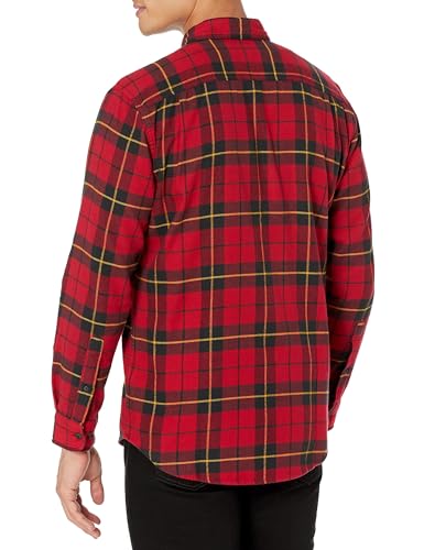 Image of Amazon Essentials Men's Regular Fit Long-Sleeve Flannel Shirt, Soft Brushed Cotton, Lightweight yet Warm