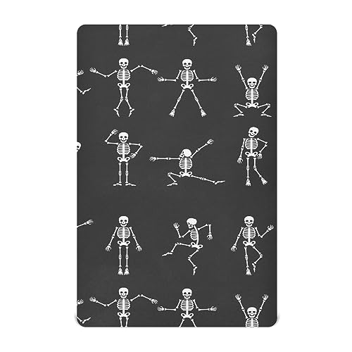 FUGIDOG Halloween Skeleton Baby Crib Sheets for Boys Girls Soft Breathable Baby Sheet Fitted Crib Sheet for Standard Playard and Toddler Mattress 27 x 39 inch