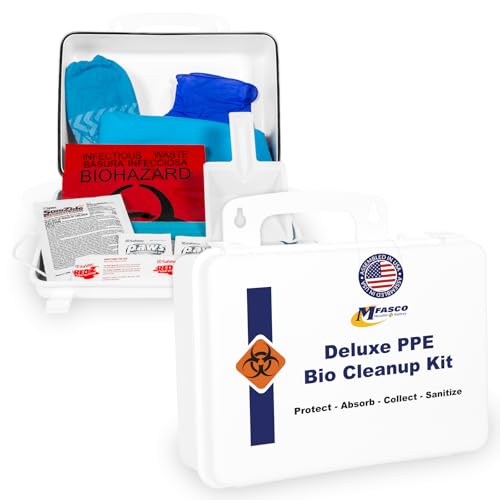 MFASCO Deluxe PPE Bio Cleanup Kit - Complete PPE & Bodily Fluid Clean-Up - Tailored for Workplace, Law Enforcement, Health Care, Nursing Home & First Responder Environments