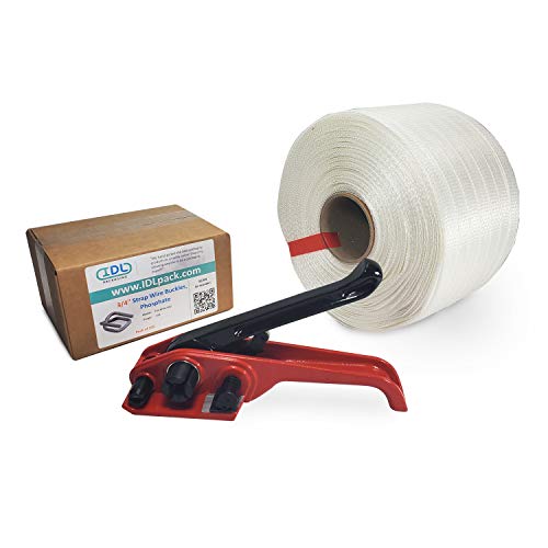 Idl Packaging Standard 3/4" X 2100' Woven Cord Strapping Kit, 900 Lbs Break Strength - Complete Packaging Poly Strapping Solution - Enough Strapping And Seals For 500 Uses Before Refill #TOP19