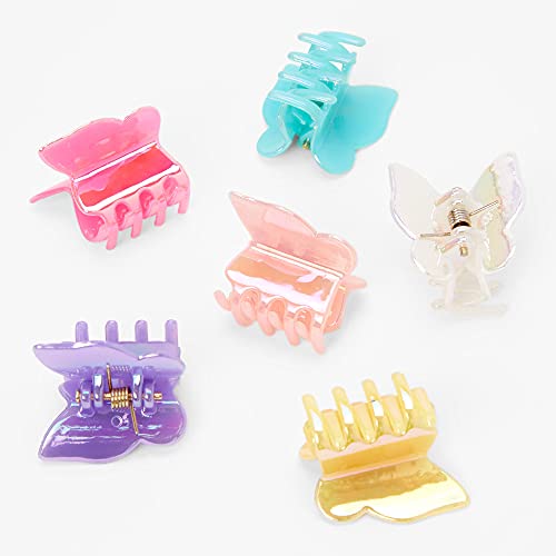 Claire's Glossy Pastel Butterfly Mini Hair Claws - 6 Pack
