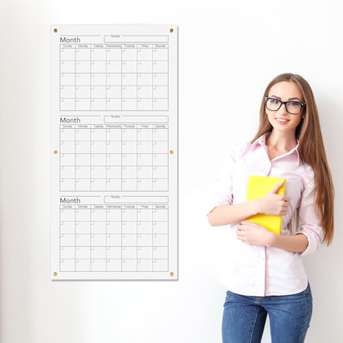 Clear Acrylic Whiteboard Calendar 3 Months Dry Erase Wall Calendar Board 36" x 18" Large Reusable Vertical Planner for Home School Office Bedroom Classroom Organization - Image 5