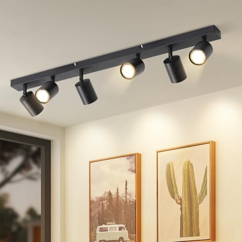 ZMH Deckenstrahler 6 flammig Deckenleuchte Schwarz : GU10 Deckenlampe Spots 350°Schwenkbar Modern Deckenspots Wohnzimmer Industrial Wandstrahler für Wohnzimmer Schlafzimmer Küche - Ohne Leuchtmittel ZMH Deckenstrahler 6 flammig Deckenleuchte Schwarz : GU10 Deckenlampe Spots 350°Schwenkbar Modern Deckenspots Wohnzimmer Industrial Wandstrahler für Wohnzimmer Schlafzimmer Küche - Ohne Leuchtmittel