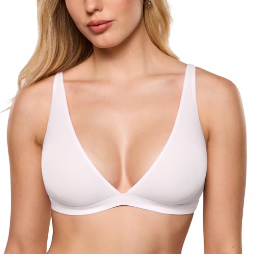 Image of INLYRIC Women's Inbarely Soft Plunge Bralette - Deep V Unlined Triangle No Padding No Underwire Sexy Comfort Sleep Bra