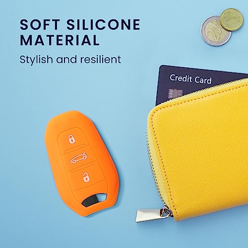 kwmobile Key Cover Compatible with Peugeot Citroen 3 Button Car Key Smart Key (only Keyless Go) - Image 4