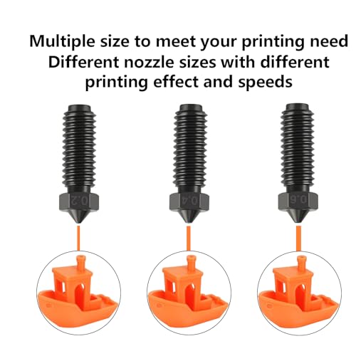 8PCS Düsen aus gehärtetem Stahl für Anycubic Kobra S1, Hochtemperaturbeständigkeit Gehärteter Stahl 0,2/0,4/0,6mm Düsen Kit für Anycubic Kobra 3, Kobra 3 Combo, Kobra S1, Kobra S1 Combo