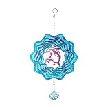 Molinos de viento Spinner 3D delfín Windspinner fácil instalación interior / exterior adornos de pared conchas colgante Windspinner para exteriores