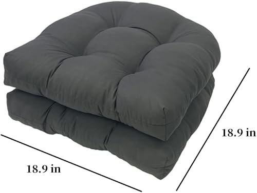Miniatura 2 de Srutirbo Juego de 2 cojines de asiento para sillas de exterior, impermeables, de 19 x 19 pulgadas, en forma de U, para sillas de patio y sillas
