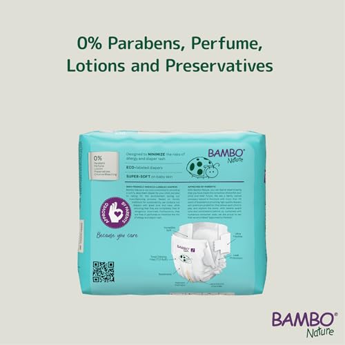 Bambo Nature Premium Baby Tape Diapers for Baby Small Size (3-6 Kgs) - Super Absorbent, Breathable, Extra Soft, Dermatologically Tested, Hypoallergenic Infant Nappies With Wetness Indicator, 30 Count