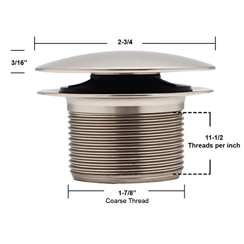Westbrass A398R-01 1-1/2\" NPSM Coarse Thread Mushroom Tip-Toe Bathtub Drain Stopper, Polished Brass